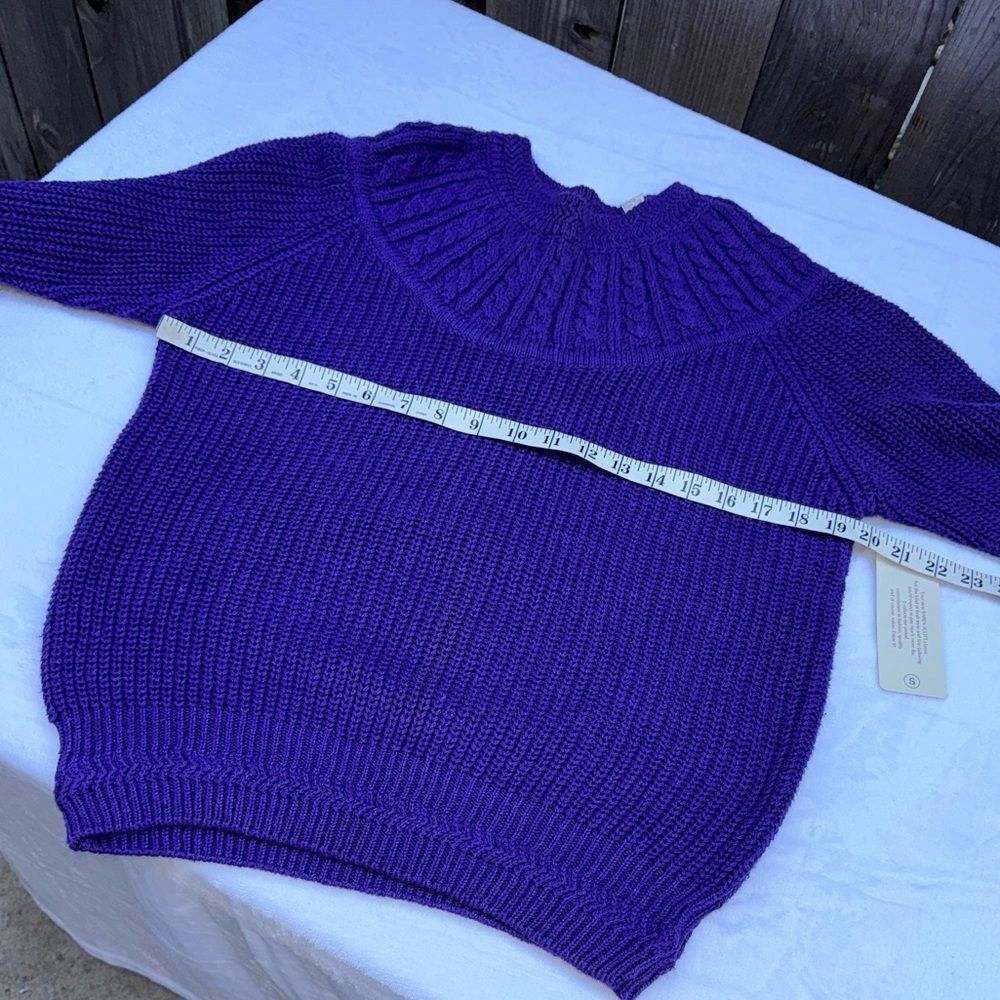 KAREN SCOTT Vintage Purple Turtleneck Cable Knit Sweater Size Small - Picture 7 of 8